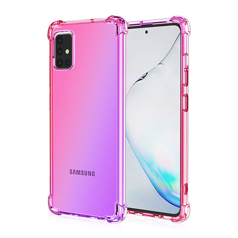 Silikon Hülle Handyhülle Ultra Dünn Schutzhülle Tasche Durchsichtig Transparent Farbverlauf für Samsung Galaxy A51 4G Rosa