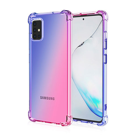 Silikon Hülle Handyhülle Ultra Dünn Schutzhülle Tasche Durchsichtig Transparent Farbverlauf für Samsung Galaxy M40S Blau