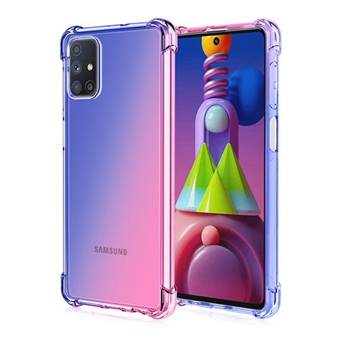 Silikon Hülle Handyhülle Ultra Dünn Schutzhülle Tasche Durchsichtig Transparent Farbverlauf für Samsung Galaxy M51 Blau