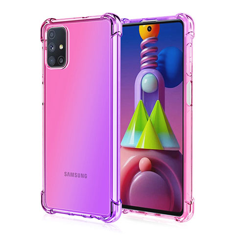 Silikon Hülle Handyhülle Ultra Dünn Schutzhülle Tasche Durchsichtig Transparent Farbverlauf für Samsung Galaxy M51 Rosa