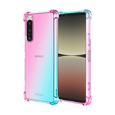 Silikon Hülle Handyhülle Ultra Dünn Schutzhülle Tasche Durchsichtig Transparent Farbverlauf für Sony Xperia 1 II Hellblau