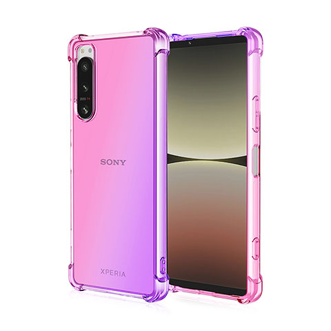 Silikon Hülle Handyhülle Ultra Dünn Schutzhülle Tasche Durchsichtig Transparent Farbverlauf für Sony Xperia 5 IV Helles Lila