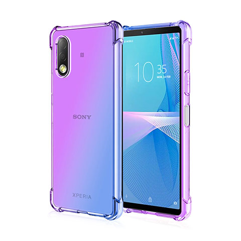 Silikon Hülle Handyhülle Ultra Dünn Schutzhülle Tasche Durchsichtig Transparent Farbverlauf für Sony Xperia Ace II Blau