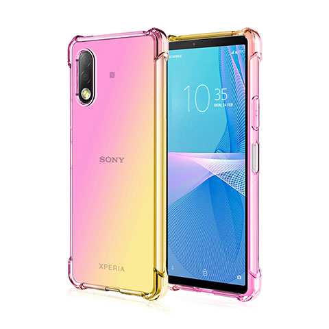 Silikon Hülle Handyhülle Ultra Dünn Schutzhülle Tasche Durchsichtig Transparent Farbverlauf für Sony Xperia Ace II Gelb