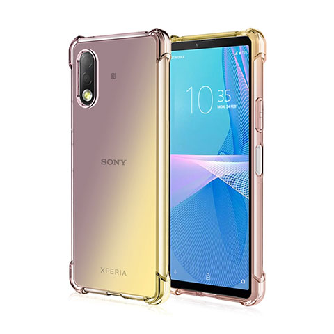 Silikon Hülle Handyhülle Ultra Dünn Schutzhülle Tasche Durchsichtig Transparent Farbverlauf für Sony Xperia Ace II SO-41B Gold