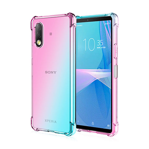 Silikon Hülle Handyhülle Ultra Dünn Schutzhülle Tasche Durchsichtig Transparent Farbverlauf für Sony Xperia Ace II SO-41B Hellblau