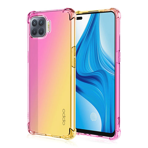 Silikon Hülle Handyhülle Ultra Dünn Schutzhülle Tasche Durchsichtig Transparent Farbverlauf G01 für Oppo F17 Pro Gelb