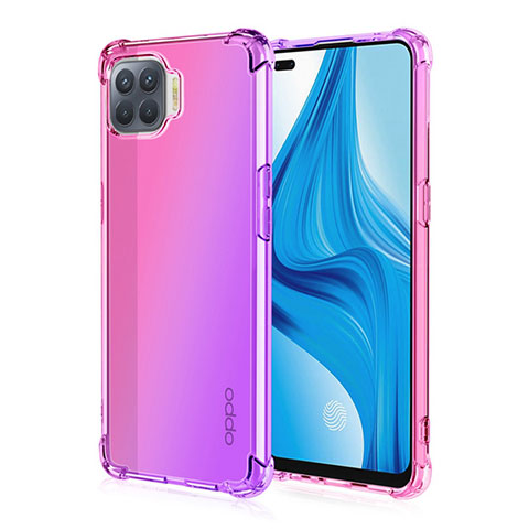 Silikon Hülle Handyhülle Ultra Dünn Schutzhülle Tasche Durchsichtig Transparent Farbverlauf G01 für Oppo F17 Pro Rosa