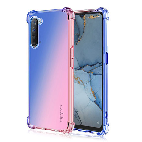 Silikon Hülle Handyhülle Ultra Dünn Schutzhülle Tasche Durchsichtig Transparent Farbverlauf G01 für Oppo Find X2 Lite Blau