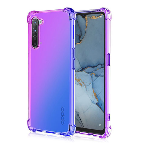 Silikon Hülle Handyhülle Ultra Dünn Schutzhülle Tasche Durchsichtig Transparent Farbverlauf G01 für Oppo Reno3 Violett