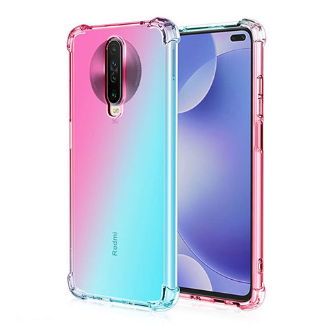 Silikon Hülle Handyhülle Ultra Dünn Schutzhülle Tasche Durchsichtig Transparent Farbverlauf G01 für Xiaomi Redmi K30 4G Cyan