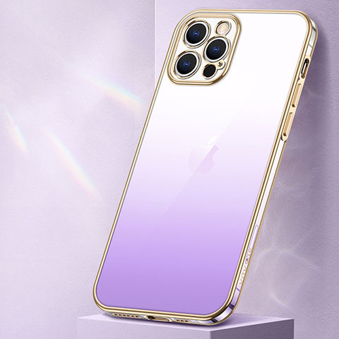 Silikon Hülle Handyhülle Ultra Dünn Schutzhülle Tasche Durchsichtig Transparent Farbverlauf S01 für Apple iPhone 15 Pro Violett