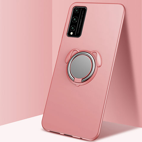 Silikon Hülle Handyhülle Ultra Dünn Schutzhülle Tasche Flexible mit Magnetisch Fingerring Ständer A01 für Huawei Honor Play4T Pro Rosegold