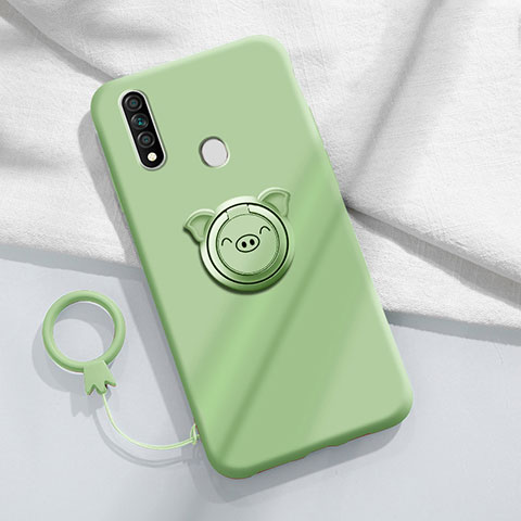 Silikon Hülle Handyhülle Ultra Dünn Schutzhülle Tasche Flexible mit Magnetisch Fingerring Ständer A01 für Oppo A31 Cyan