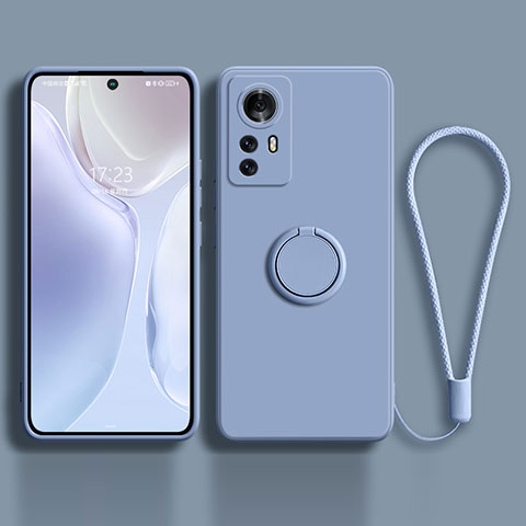 Silikon Hülle Handyhülle Ultra Dünn Schutzhülle Tasche Flexible mit Magnetisch Fingerring Ständer A01 für Xiaomi Mi 12S 5G Lavendel Grau