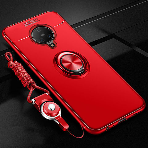 Silikon Hülle Handyhülle Ultra Dünn Schutzhülle Tasche Flexible mit Magnetisch Fingerring Ständer A02 für Vivo Nex 3S Rot