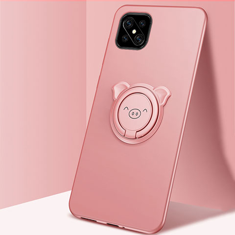 Silikon Hülle Handyhülle Ultra Dünn Schutzhülle Tasche Flexible mit Magnetisch Fingerring Ständer A03 für Oppo Reno4 Z 5G Rosegold