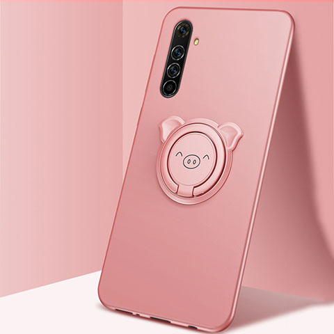 Silikon Hülle Handyhülle Ultra Dünn Schutzhülle Tasche Flexible mit Magnetisch Fingerring Ständer A03 für Realme X50 Pro 5G Rosegold