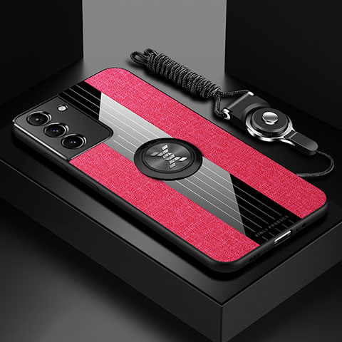 Silikon Hülle Handyhülle Ultra Dünn Schutzhülle Tasche Flexible mit Magnetisch Fingerring Ständer A06 für Samsung Galaxy S24 5G Rot