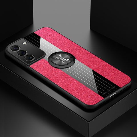 Silikon Hülle Handyhülle Ultra Dünn Schutzhülle Tasche Flexible mit Magnetisch Fingerring Ständer A07 für Samsung Galaxy S21 FE 5G Rot