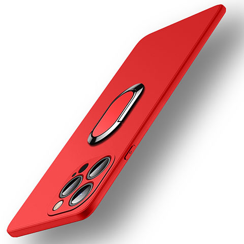 Silikon Hülle Handyhülle Ultra Dünn Schutzhülle Tasche Flexible mit Magnetisch Fingerring Ständer A09 für Apple iPhone 14 Pro Rot