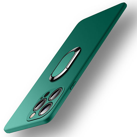 Silikon Hülle Handyhülle Ultra Dünn Schutzhülle Tasche Flexible mit Magnetisch Fingerring Ständer A09 für Apple iPhone 15 Pro Max Grün