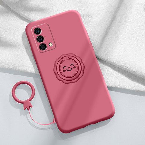 Silikon Hülle Handyhülle Ultra Dünn Schutzhülle Tasche Flexible mit Magnetisch Fingerring Ständer für Oppo K9 5G Rot