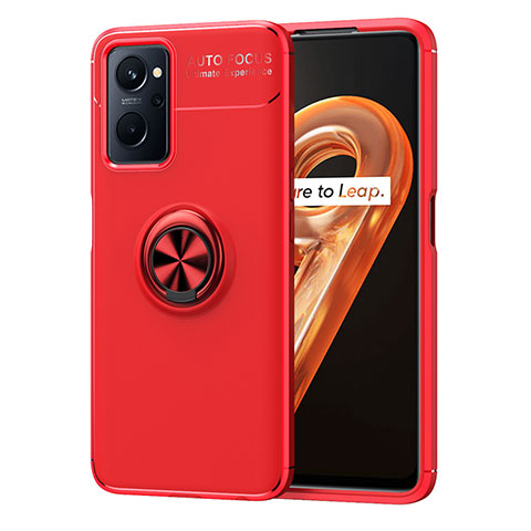 Silikon Hülle Handyhülle Ultra Dünn Schutzhülle Tasche Flexible mit Magnetisch Fingerring Ständer JM1 für Realme 9i 4G Rot