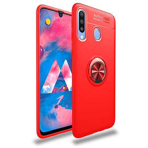 Silikon Hülle Handyhülle Ultra Dünn Schutzhülle Tasche Flexible mit Magnetisch Fingerring Ständer JM1 für Samsung Galaxy A20 Rot