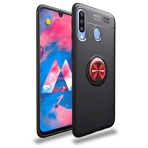 Silikon Hülle Handyhülle Ultra Dünn Schutzhülle Tasche Flexible mit Magnetisch Fingerring Ständer JM1 für Samsung Galaxy A20 Rot und Schwarz