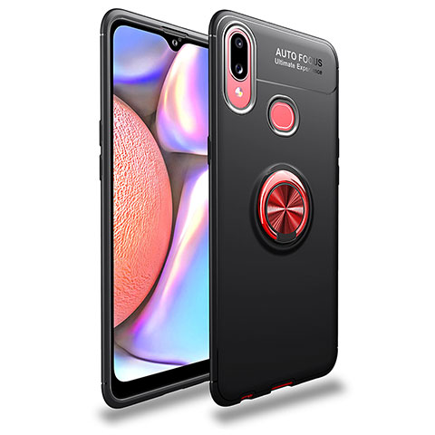 Silikon Hülle Handyhülle Ultra Dünn Schutzhülle Tasche Flexible mit Magnetisch Fingerring Ständer JM1 für Samsung Galaxy M01s Rot und Schwarz