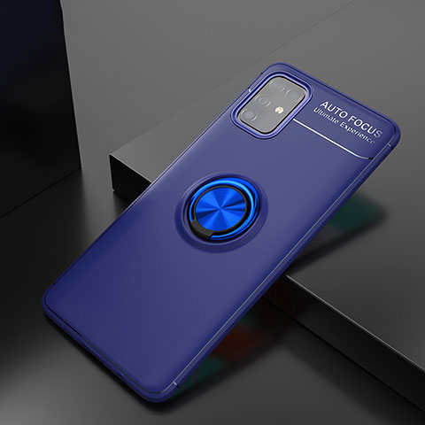Silikon Hülle Handyhülle Ultra Dünn Schutzhülle Tasche Flexible mit Magnetisch Fingerring Ständer JM1 für Samsung Galaxy M31s Blau
