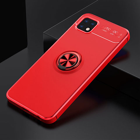 Silikon Hülle Handyhülle Ultra Dünn Schutzhülle Tasche Flexible mit Magnetisch Fingerring Ständer JM2 für Samsung Galaxy A22 5G Rot