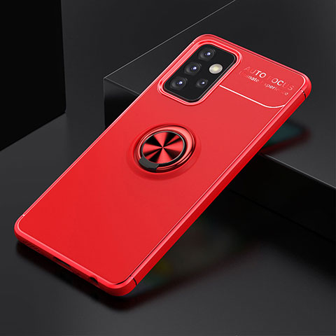 Silikon Hülle Handyhülle Ultra Dünn Schutzhülle Tasche Flexible mit Magnetisch Fingerring Ständer JM2 für Samsung Galaxy A52 4G Rot