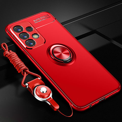 Silikon Hülle Handyhülle Ultra Dünn Schutzhülle Tasche Flexible mit Magnetisch Fingerring Ständer JM3 für Samsung Galaxy A32 4G Rot