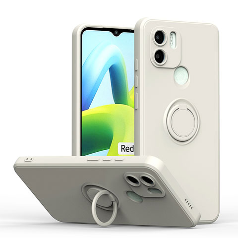 Silikon Hülle Handyhülle Ultra Dünn Schutzhülle Tasche Flexible mit Magnetisch Fingerring Ständer QW1 für Xiaomi Redmi A1 Plus Weiß