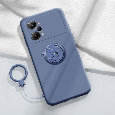 Silikon Hülle Handyhülle Ultra Dünn Schutzhülle Tasche Flexible mit Magnetisch Fingerring Ständer S02 für Oppo K10 Pro 5G Lavendel Grau