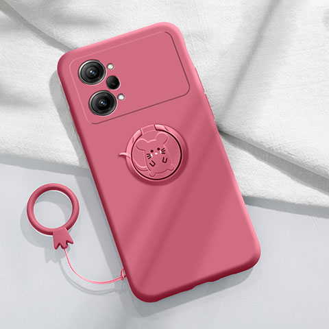 Silikon Hülle Handyhülle Ultra Dünn Schutzhülle Tasche Flexible mit Magnetisch Fingerring Ständer S02 für Oppo K10 Pro 5G Rot