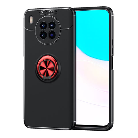 Silikon Hülle Handyhülle Ultra Dünn Schutzhülle Tasche Flexible mit Magnetisch Fingerring Ständer SD1 für Huawei Nova 8i Rot und Schwarz