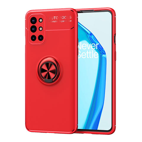 Silikon Hülle Handyhülle Ultra Dünn Schutzhülle Tasche Flexible mit Magnetisch Fingerring Ständer SD1 für OnePlus 9R 5G Rot