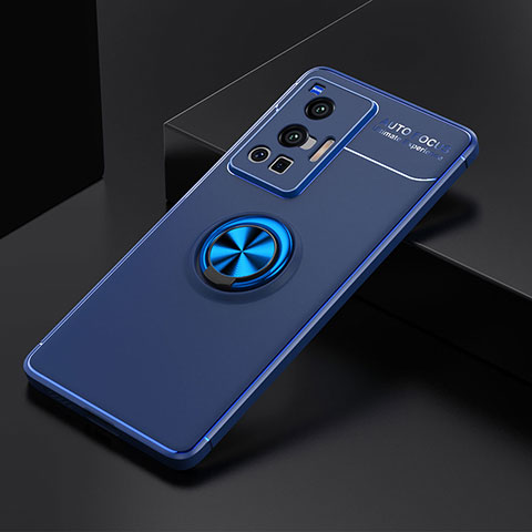 Silikon Hülle Handyhülle Ultra Dünn Schutzhülle Tasche Flexible mit Magnetisch Fingerring Ständer SD1 für Vivo X70 Pro 5G Blau