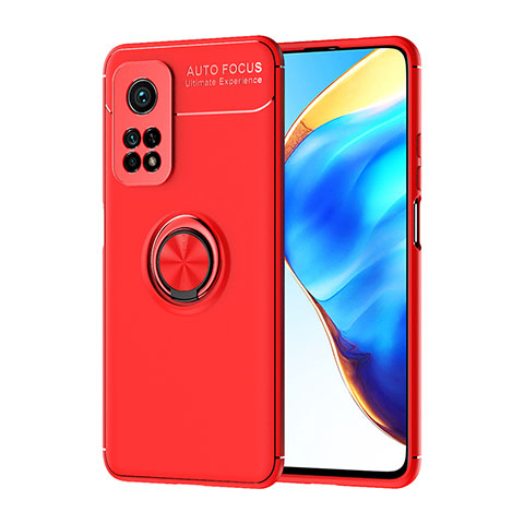 Silikon Hülle Handyhülle Ultra Dünn Schutzhülle Tasche Flexible mit Magnetisch Fingerring Ständer SD1 für Xiaomi Redmi K30S 5G Rot