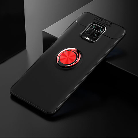 Silikon Hülle Handyhülle Ultra Dünn Schutzhülle Tasche Flexible mit Magnetisch Fingerring Ständer SD1 für Xiaomi Redmi Note 9 Pro Max Rot und Schwarz