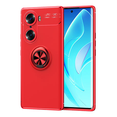 Silikon Hülle Handyhülle Ultra Dünn Schutzhülle Tasche Flexible mit Magnetisch Fingerring Ständer SD2 für Huawei Honor 60 5G Rot