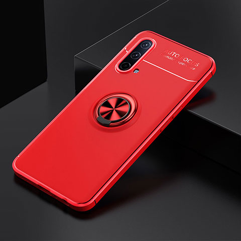 Silikon Hülle Handyhülle Ultra Dünn Schutzhülle Tasche Flexible mit Magnetisch Fingerring Ständer SD2 für OnePlus Nord CE 5G Rot