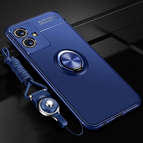 Silikon Hülle Handyhülle Ultra Dünn Schutzhülle Tasche Flexible mit Magnetisch Fingerring Ständer SD3 für Vivo Y75 5G Blau