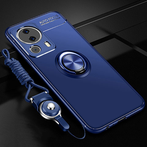Silikon Hülle Handyhülle Ultra Dünn Schutzhülle Tasche Flexible mit Magnetisch Fingerring Ständer SD3 für Xiaomi Mi 13 Lite 5G Blau