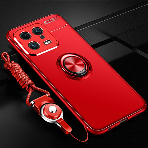 Silikon Hülle Handyhülle Ultra Dünn Schutzhülle Tasche Flexible mit Magnetisch Fingerring Ständer SD3 für Xiaomi Mi 13 Pro 5G Rot