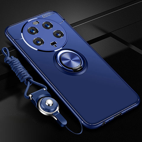 Silikon Hülle Handyhülle Ultra Dünn Schutzhülle Tasche Flexible mit Magnetisch Fingerring Ständer SD3 für Xiaomi Mi 13 Ultra 5G Blau