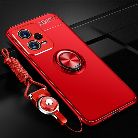 Silikon Hülle Handyhülle Ultra Dünn Schutzhülle Tasche Flexible mit Magnetisch Fingerring Ständer SD3 für Xiaomi Redmi Note 12 Pro+ Plus 5G Rot
